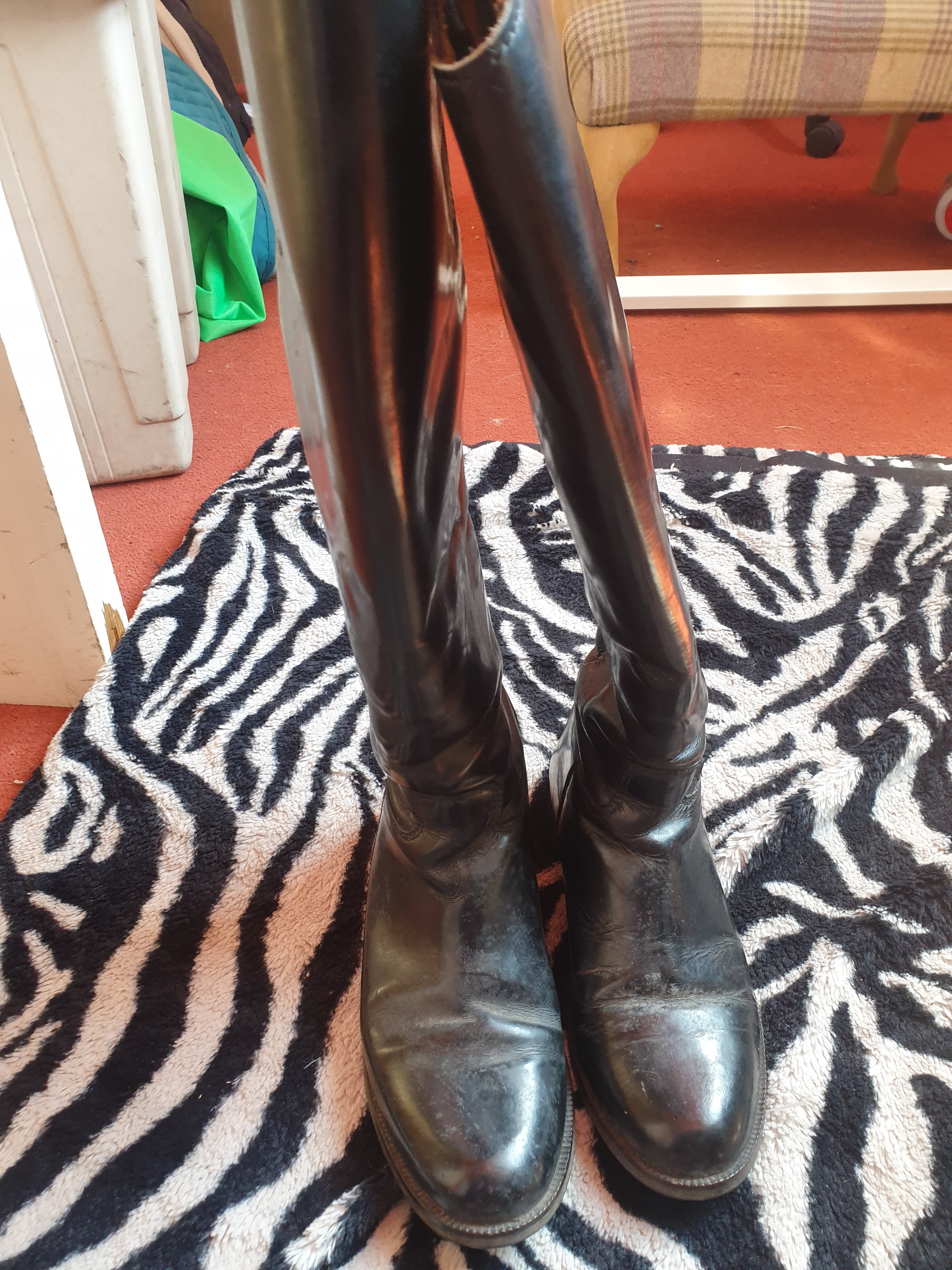 Black leather size 7 loveson wide calf long riding boots FREE POSTAGE Onthehoof