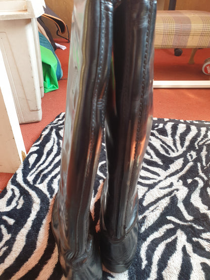 Black leather size 7 loveson wide calf long riding boots FREE POSTAGE ✅