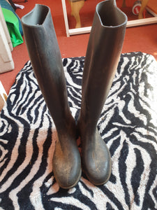 Size 3.5 black fouganza long rubber riding boot FREE POSTAGE ✅