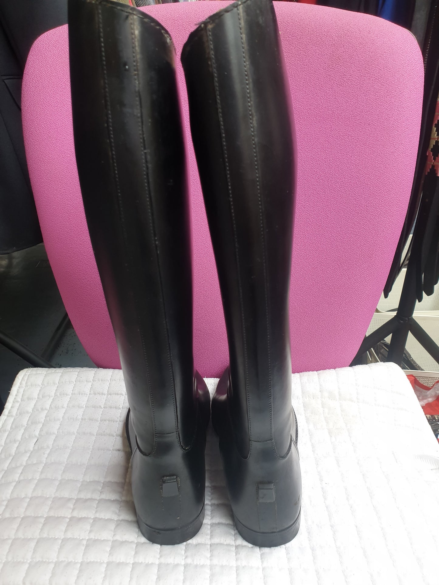 Black Harry Hall rubber long riding boots size 4 FREE POSTAGE ✅