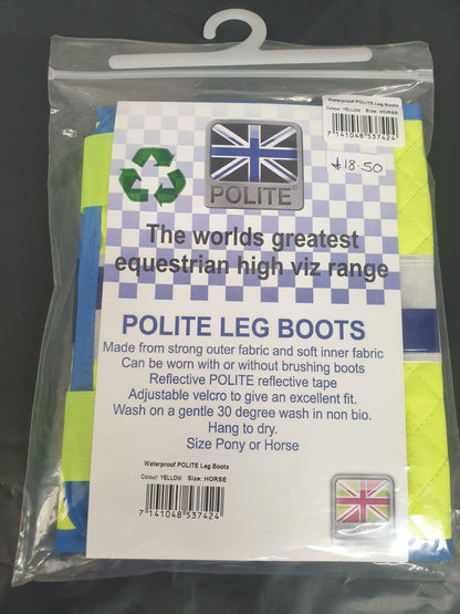 NEW WITH TAGS Yellow Equisafety Polite  hi-vis leg wraps horse size FREE POSTAGE   🟢