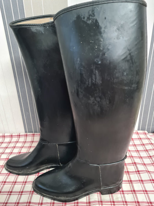 Cottage craft Black long rubber riding boots size 7 FREE POSTAGE🟢
