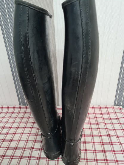 Cottage craft Black long rubber riding boots size 7 FREE POSTAGE🟢