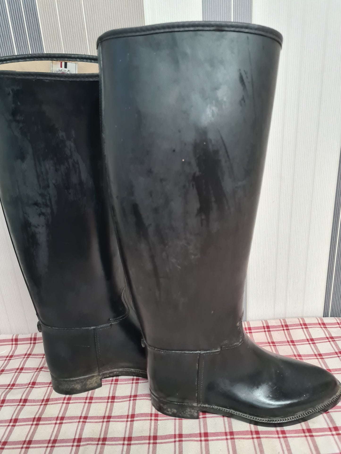 Cottage craft Black long rubber riding boots size 7 FREE POSTAGE🟢