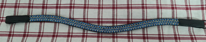 Black SHIRES flat Blue bling browband Full size FREE POSTAGE🟢