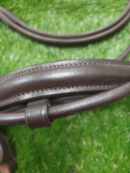 New rolled leather bridles with rolled rubber grip reins black and brown FREE POSTAGE 🟢