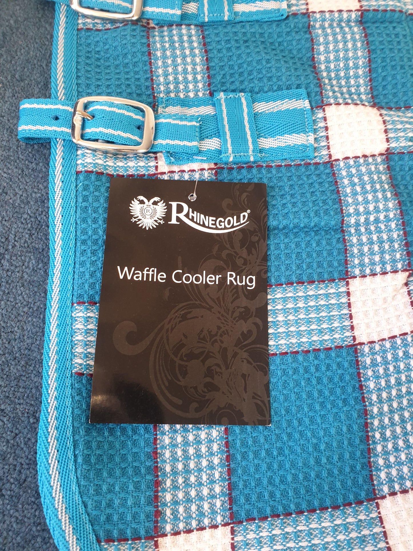 NEW rhinegold waffle cooler rugs, sizes 5'0 to 7'3, turquoise and white check FREE POSTAGE 🟢