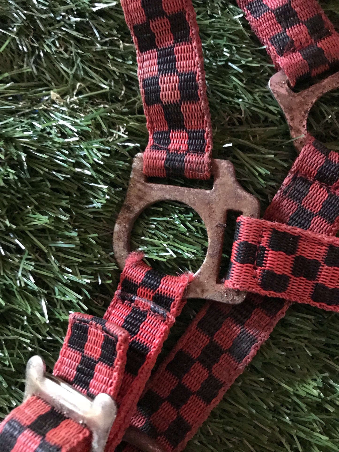 Red and black checked cob head collar FREE POSTAGE