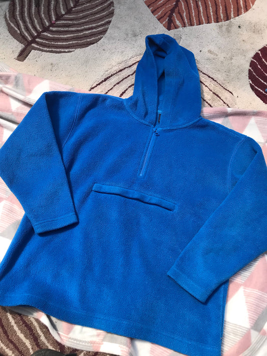 Zip blue fleeced hooded jumper size M FREE POSTAGE