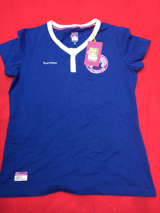 New equitheme riding top blue with white detail size S FREE POSTAGE