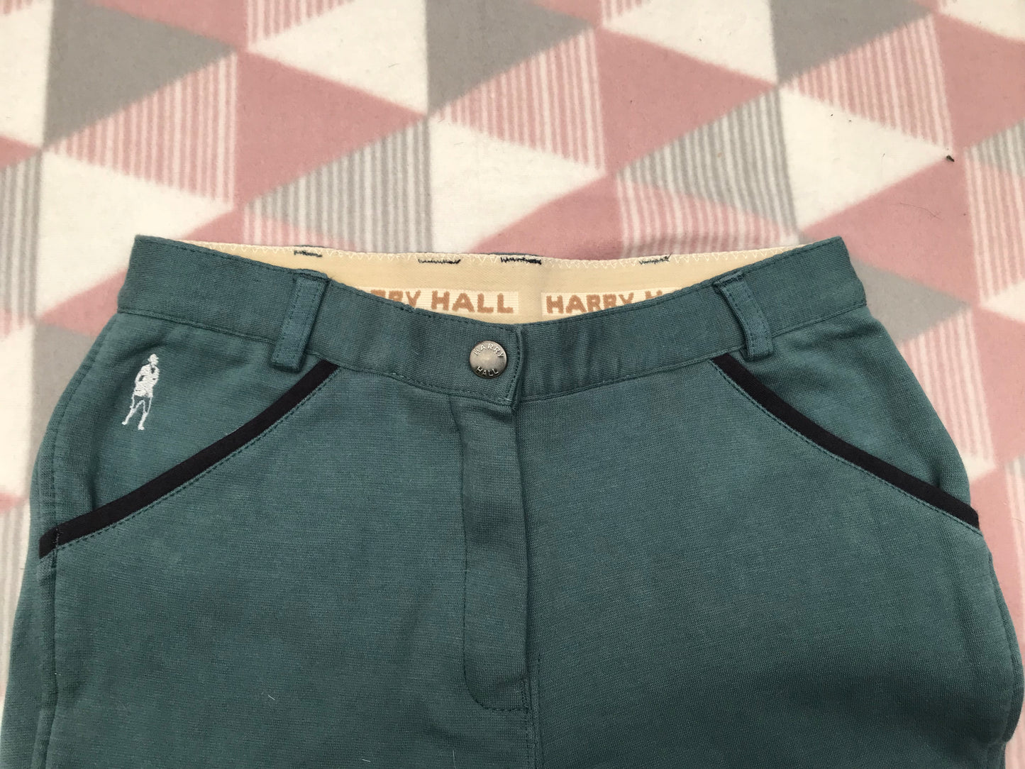 Harry hall turquoise and black jodhpurs size 6 (24) FREE POSTAGE