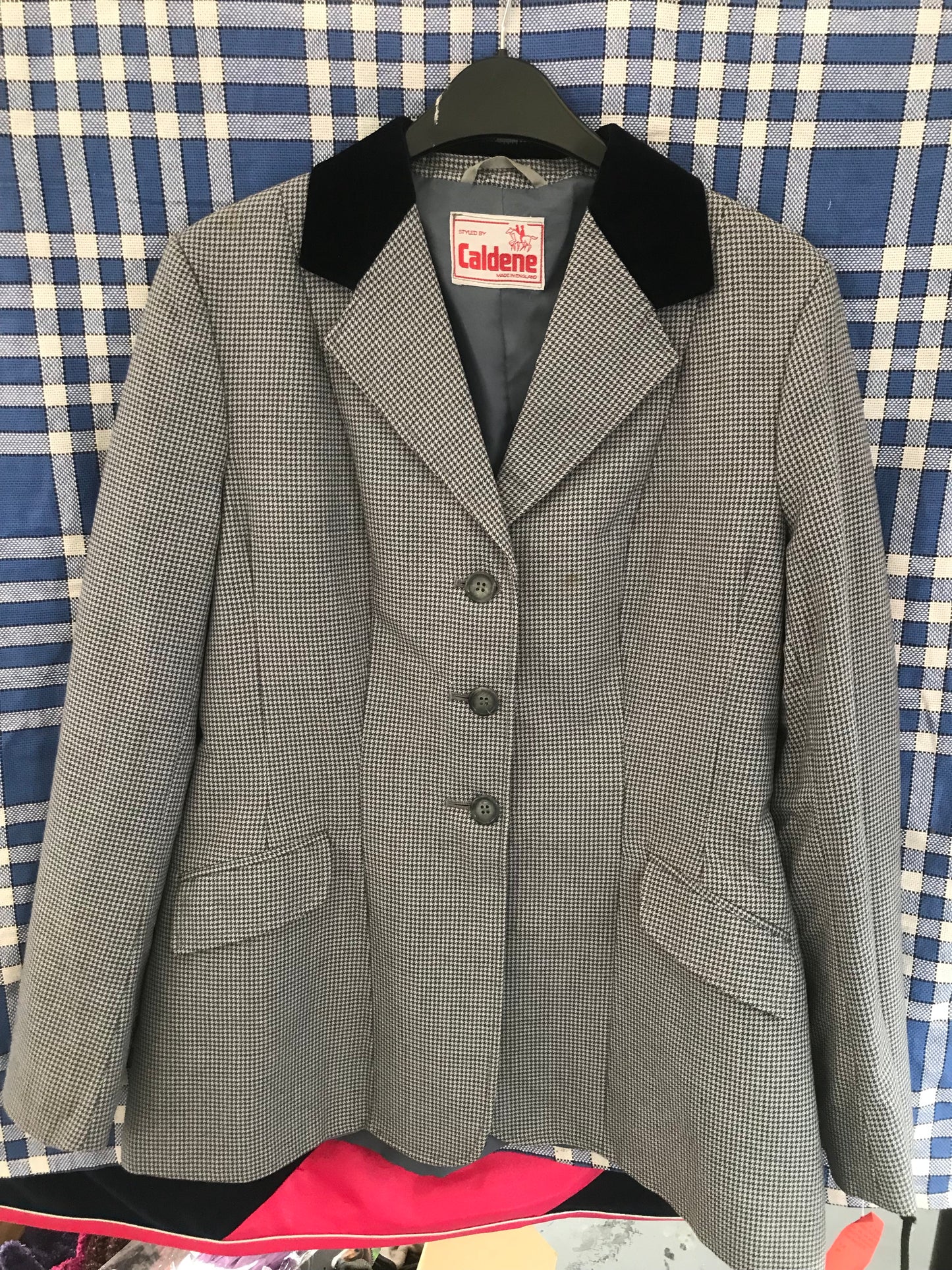 Caldene blue dogtooth show jacket size 12 (36) FREE POSTAGE 🔵