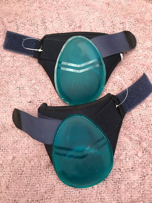 NEW navy and green fetlock boots size small