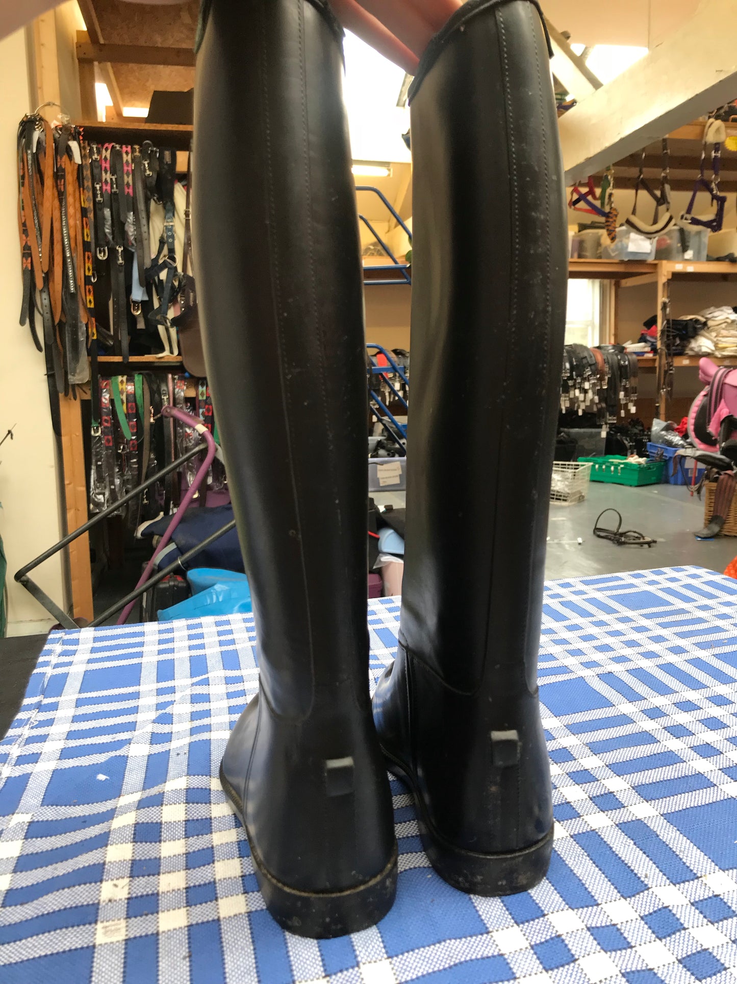 Dublin black rubber long riding boots size 4 13” calf FREE POSTAGE  ✅