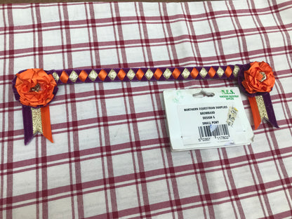 New N.E.S small pony brown leather showing browband in orange purple and gold FREE POSTAGE ✅