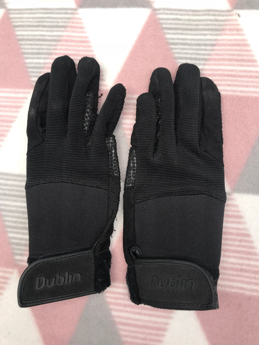 Dublin black riding gloves size small FREE POSTAGE