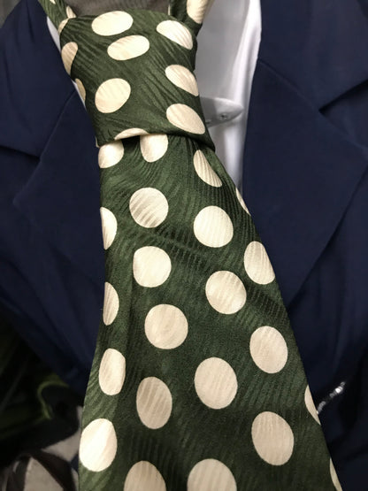 Kerrybrook green and white polka dot showing tie FREE POSTAGE ■