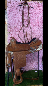 Lovely western saddle bridle and martingale set tan leather FREE POSTAGE 🔵