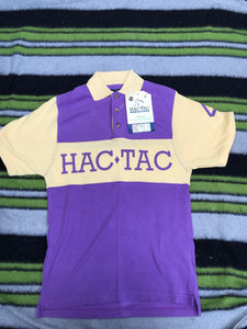 Hac-Tac polo t-shirt yellow and purple shirt size S (6)FREE POSTAGE