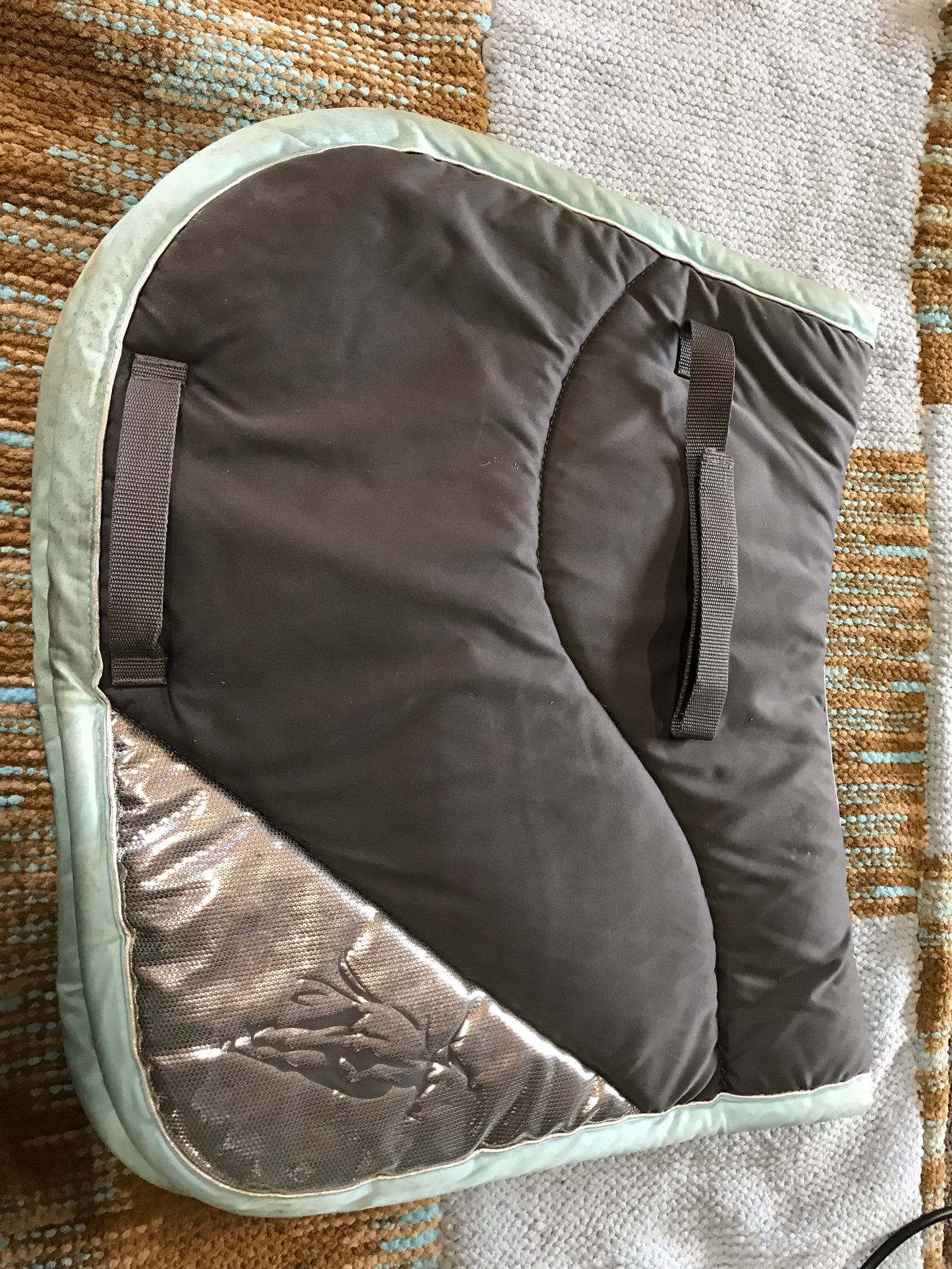 Grey and mint padded shiny saddle cloth  cob full FREE POSTAGE