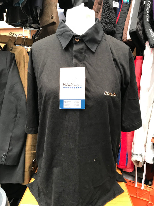 Hac-Tac polo t-shirt black size M (12) FREE POSTAGE