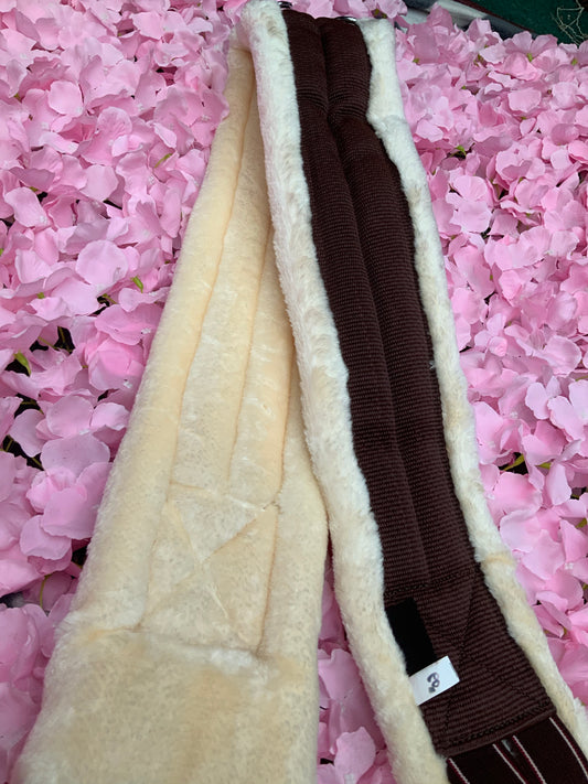 New deluxe cream sheepskin brown cotton girth in 60” (FREE POSTAGE)