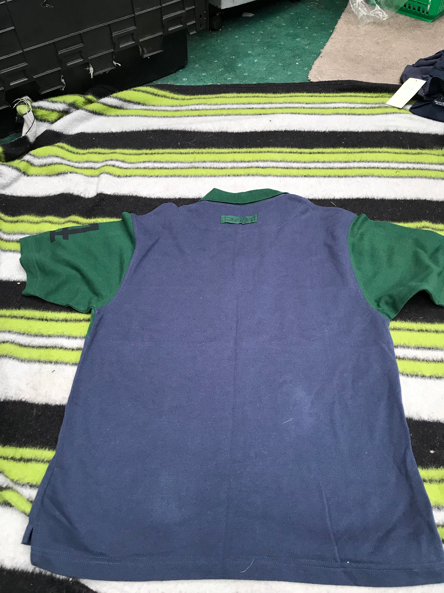 Hav-Tac polo t-shirt green and navy blue size M (12) FREE POSTAGE