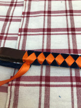 New orange and navy showing browband brown leather pony size FREE POSTAGE ✅