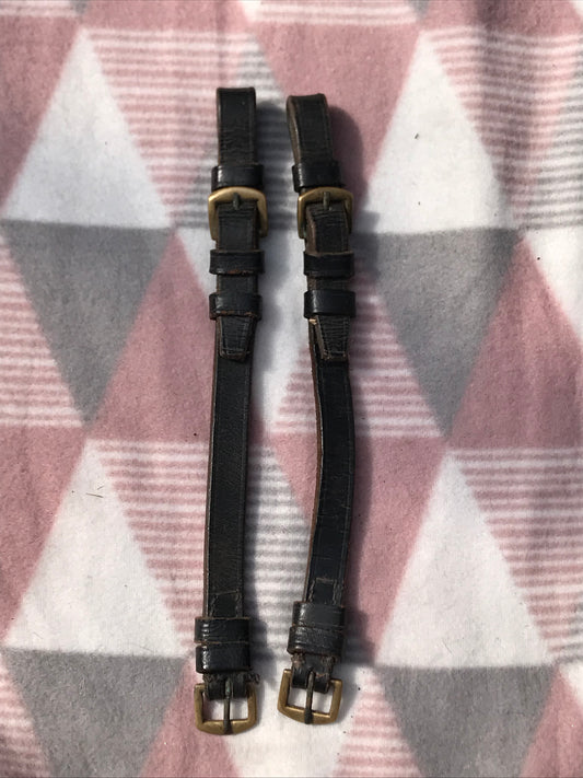 full size black cheek pieces with gold buckles FREE POSTAGE