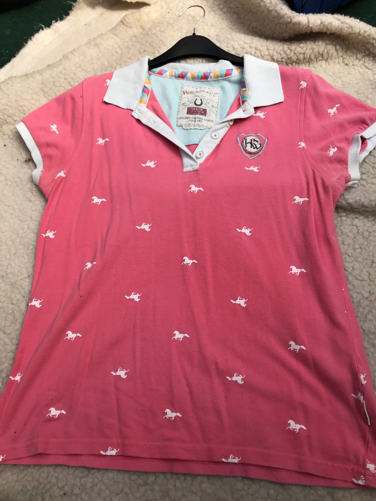 horseware size large pink polo size L FREE POSTAGE