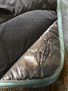 Grey and mint padded shiny saddle cloth  cob full FREE POSTAGE