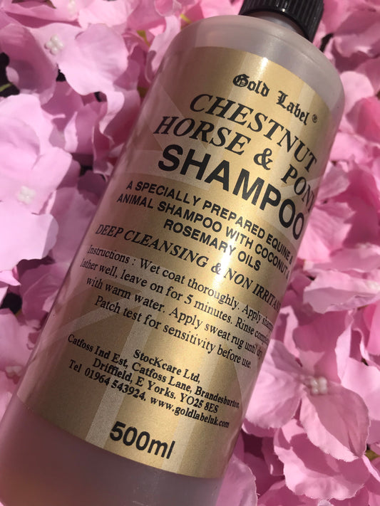 New gold label chestnut horse and pony shampoo 500ml