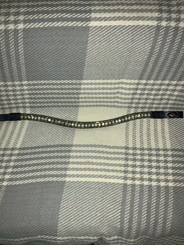 *new green and silver black leather browband FREE POSTAGE ✅
