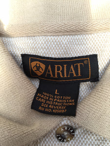 Ariat cream checked  short sleeved polo t-shirt size L (16/18)FREE POSTAGE
