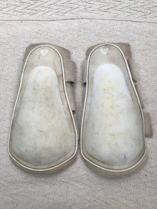 Tri-zone white brushing boots size large