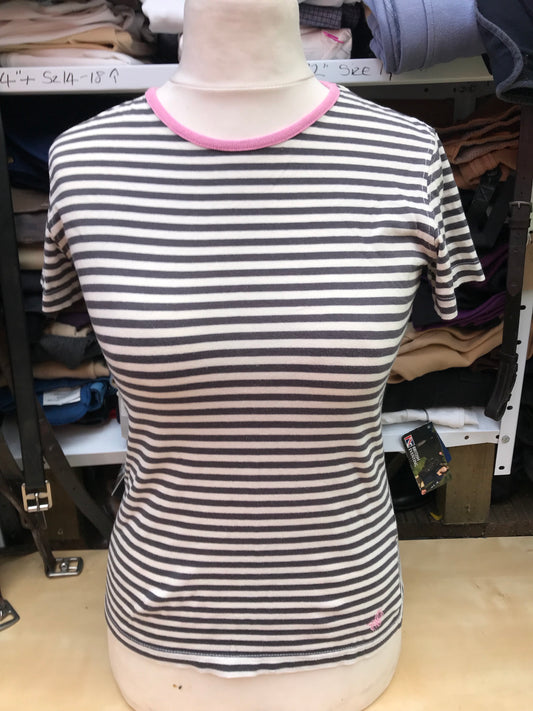 joules short sleeve t shirt grey and white size 8 FREE POSTAGE