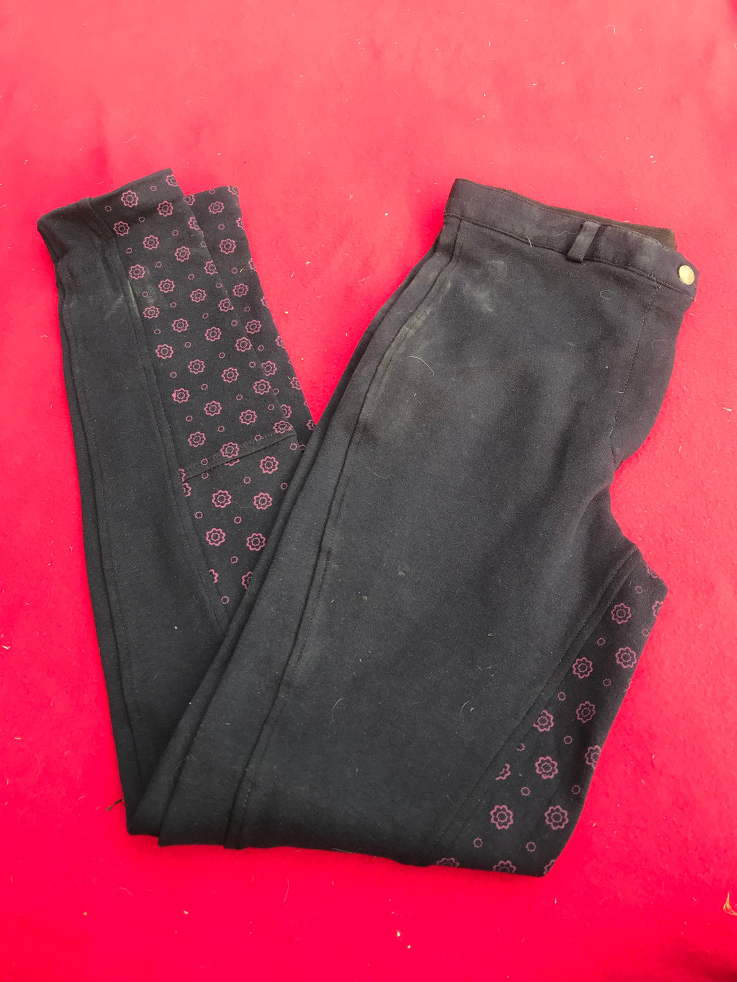 Navy jodhpurs with pink floral design size 8 (26) FREE POSTAGE