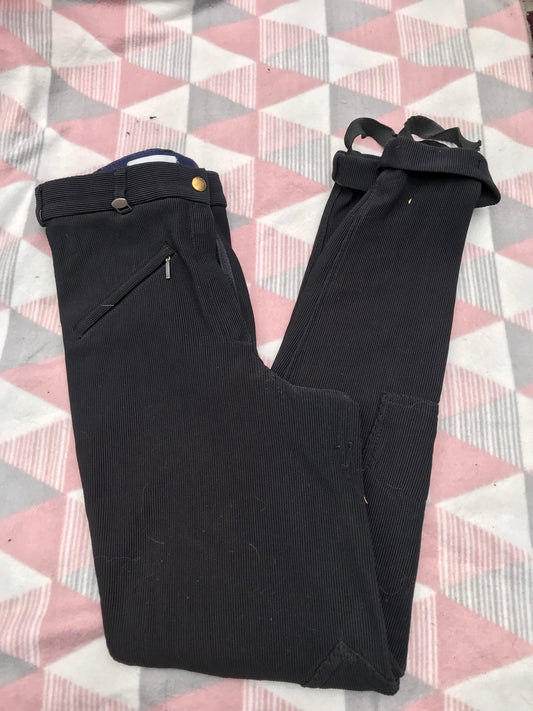 Requisite black corduroy jodhpurs size 10 (28) FREE POSTAGE