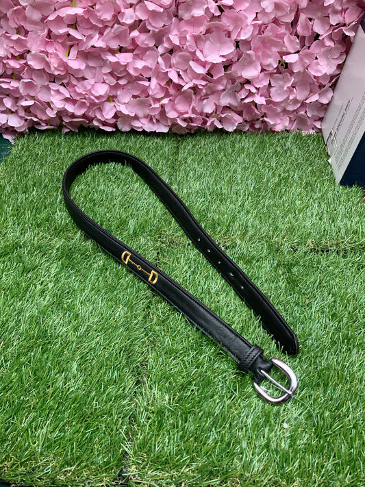 Soft black leather bit design belt size 10/12