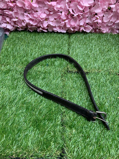 Bling black soft leather silver buckle belt size 4/6