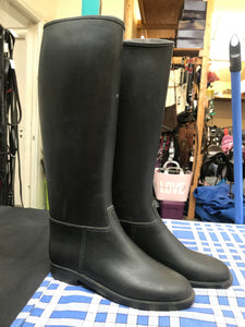Cadett long black rubber riding boots size 4 FREE POSTAGE ✅