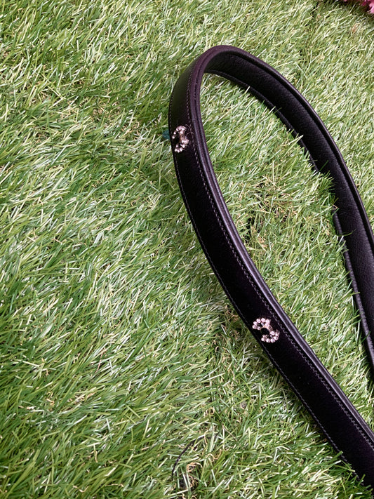 Blingy black soft leather belt in size 10/12