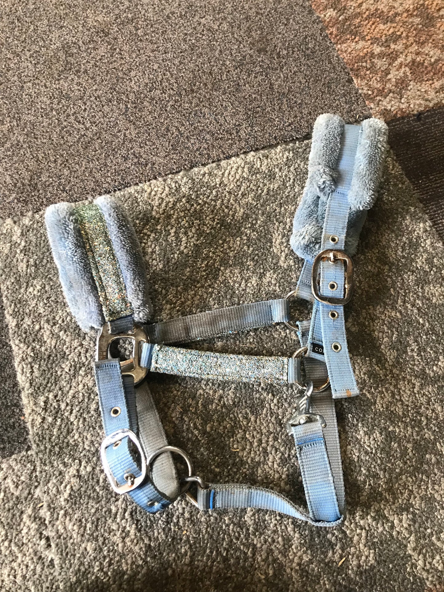 Blue fleece sparkle head collar cob size FREE POSTAGE *