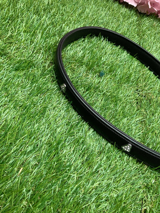 New black soft leather blingy belt size 10/12