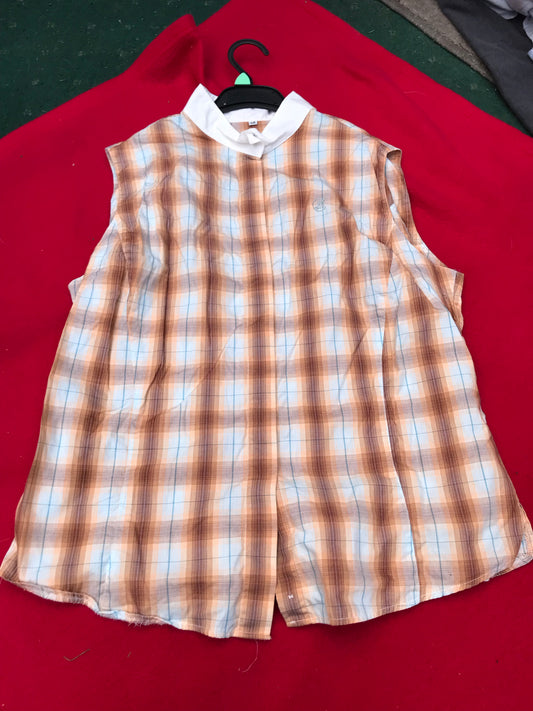 Brown checked sleeveless shirt size 14-16