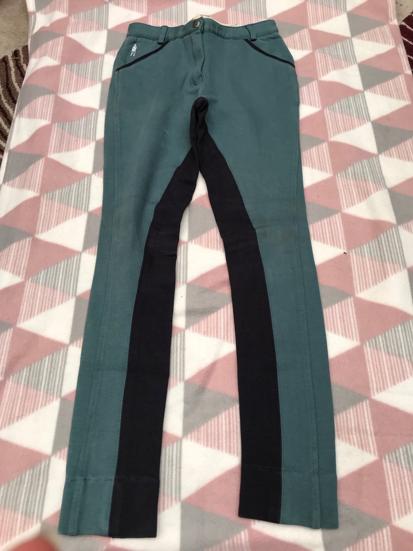 Harry hall turquoise and black jodhpurs size 6 (24) FREE POSTAGE