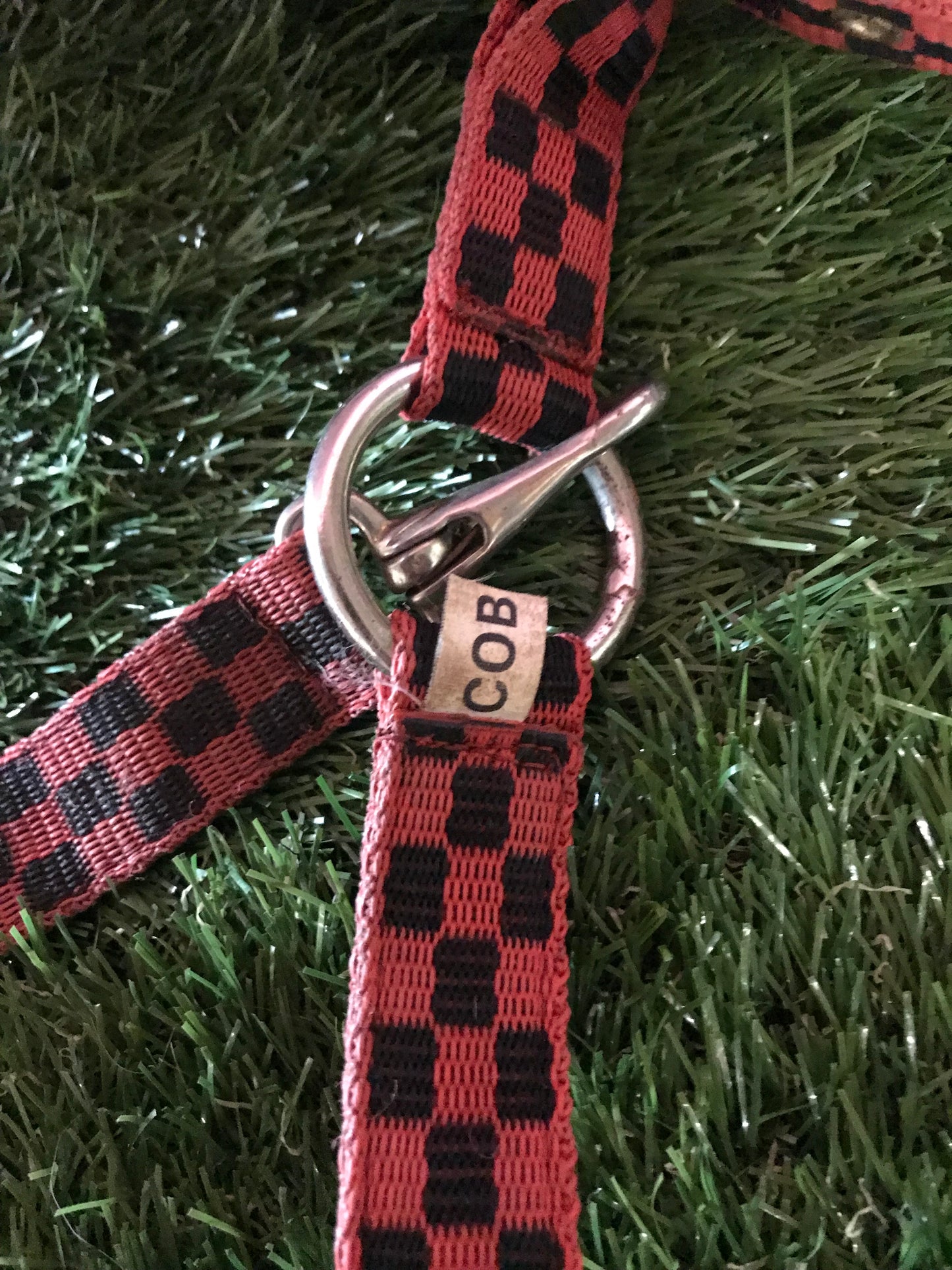 Red and black checked cob head collar FREE POSTAGE