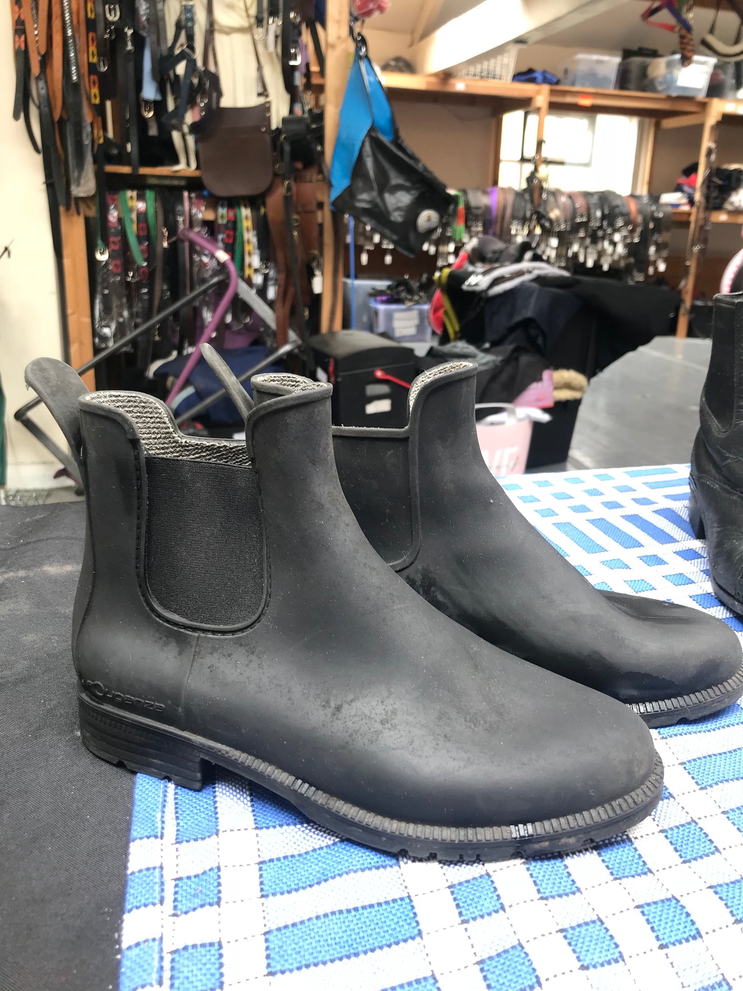 Fouganza black rubber yard boots size 3 FREE POSTAGE ✅