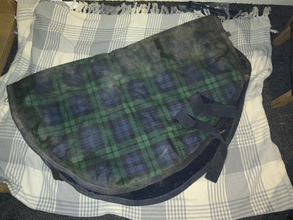 Used fleece lined thermal turnout full size neck blue and green checks FREE POSTAGE