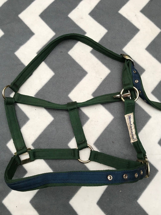 Shires full size green and navy head collar
